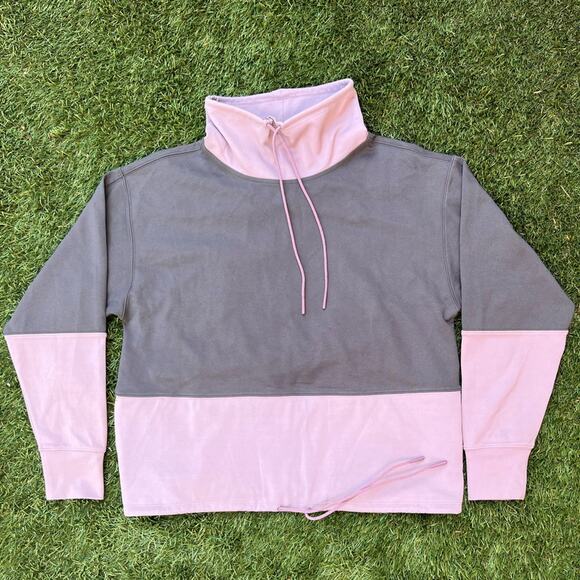 Athleta Hermosa Mock Neck Sweatshirt Drawstring Two-Toned Athleisure Hoodie XS - Picture 1 of 11